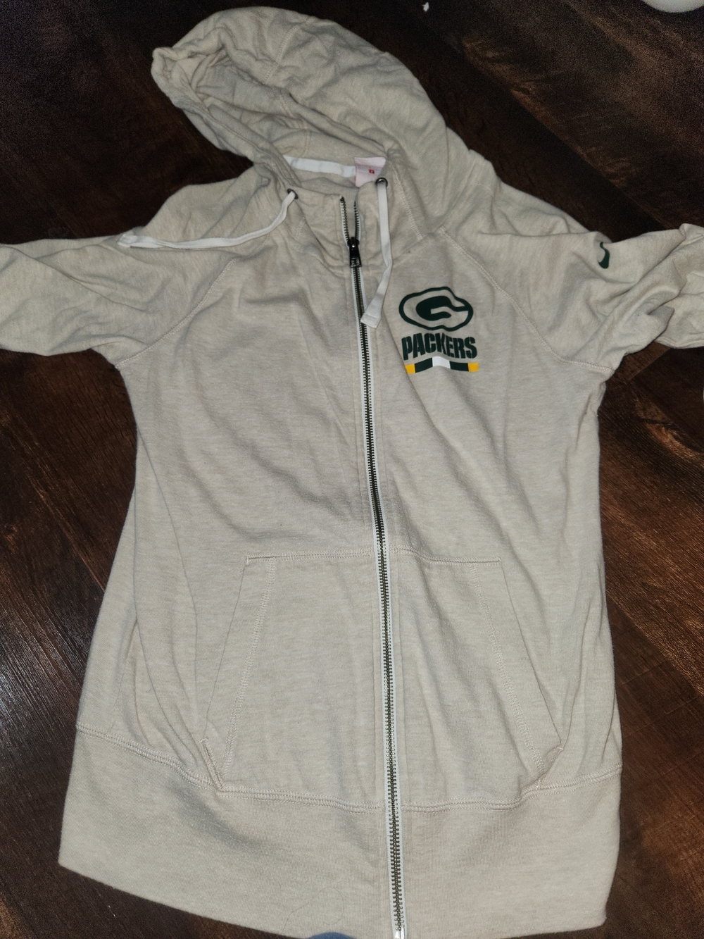 Nike Green Bay Packers Beige Zip Hoodie